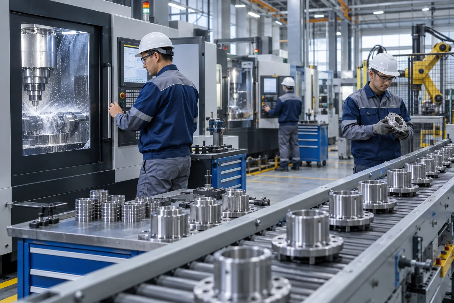 Industrial production in a modern metalworking workshop