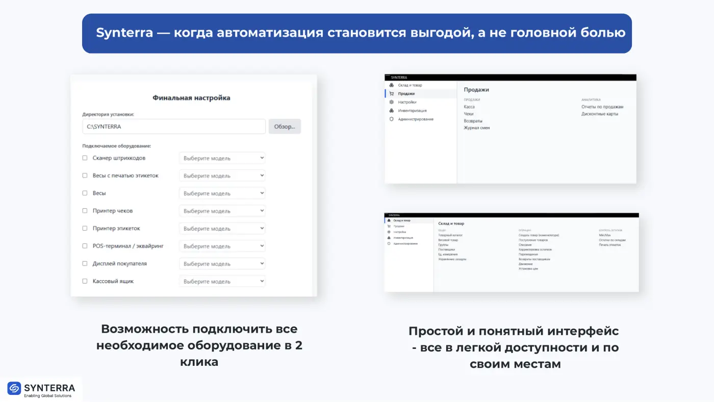 SYNTERRA: интерфейс разделов